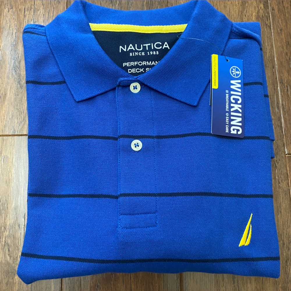 NWT Nautica Performance Shirt L Moisture Wicking Short Sleeve Top